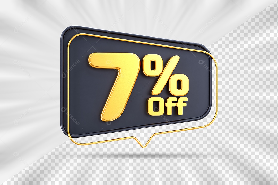 Tag de Desconto 7% Off Elemento 3D para Composição PSD