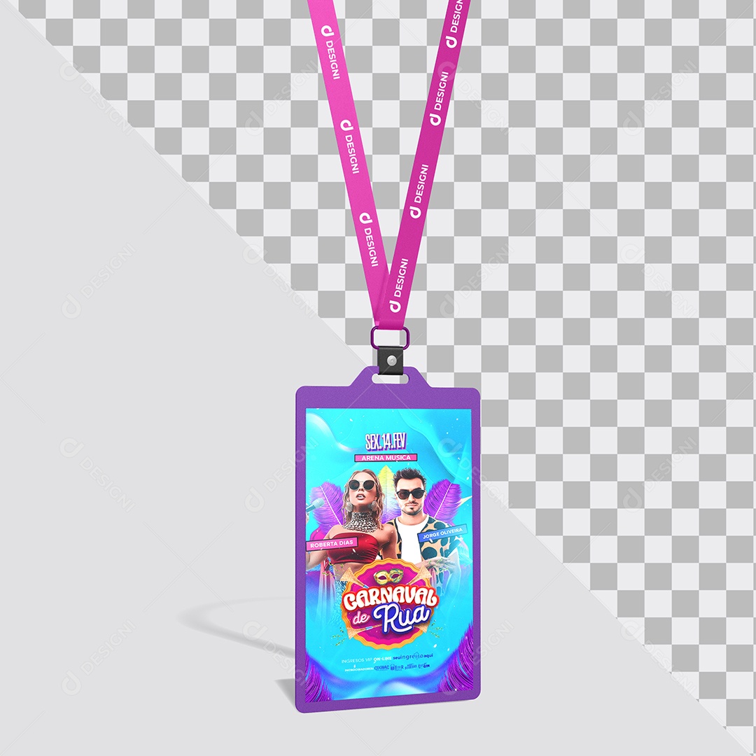 Mockup Cracha Identificação Bloco De Carnaval PSD Editável