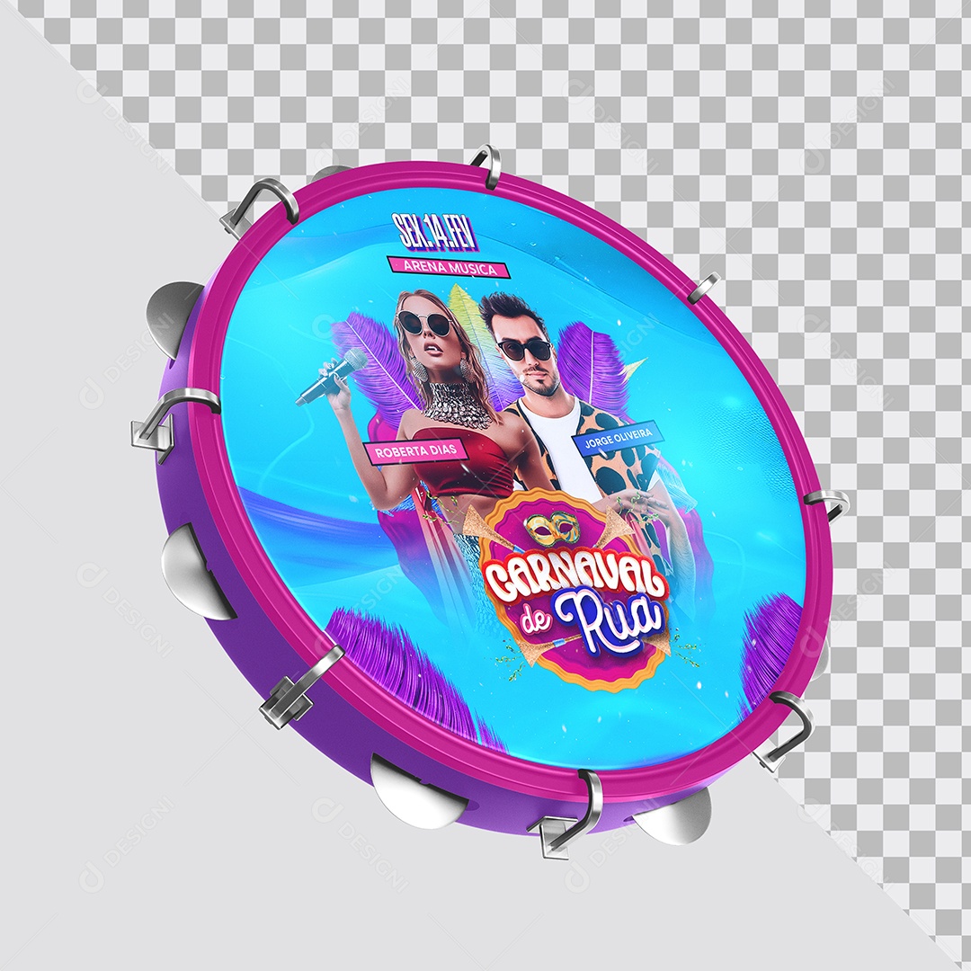 Mockup Pandeiro De Carnaval PSD Editável