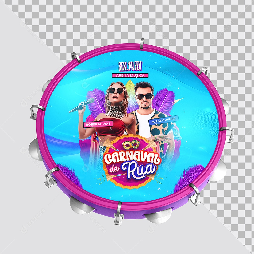 Mockup Pandeiro De Carnaval PSD Editável