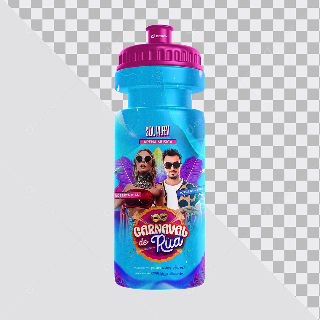 Mockup Garrafa Squeeze De Carnaval PSD Editável