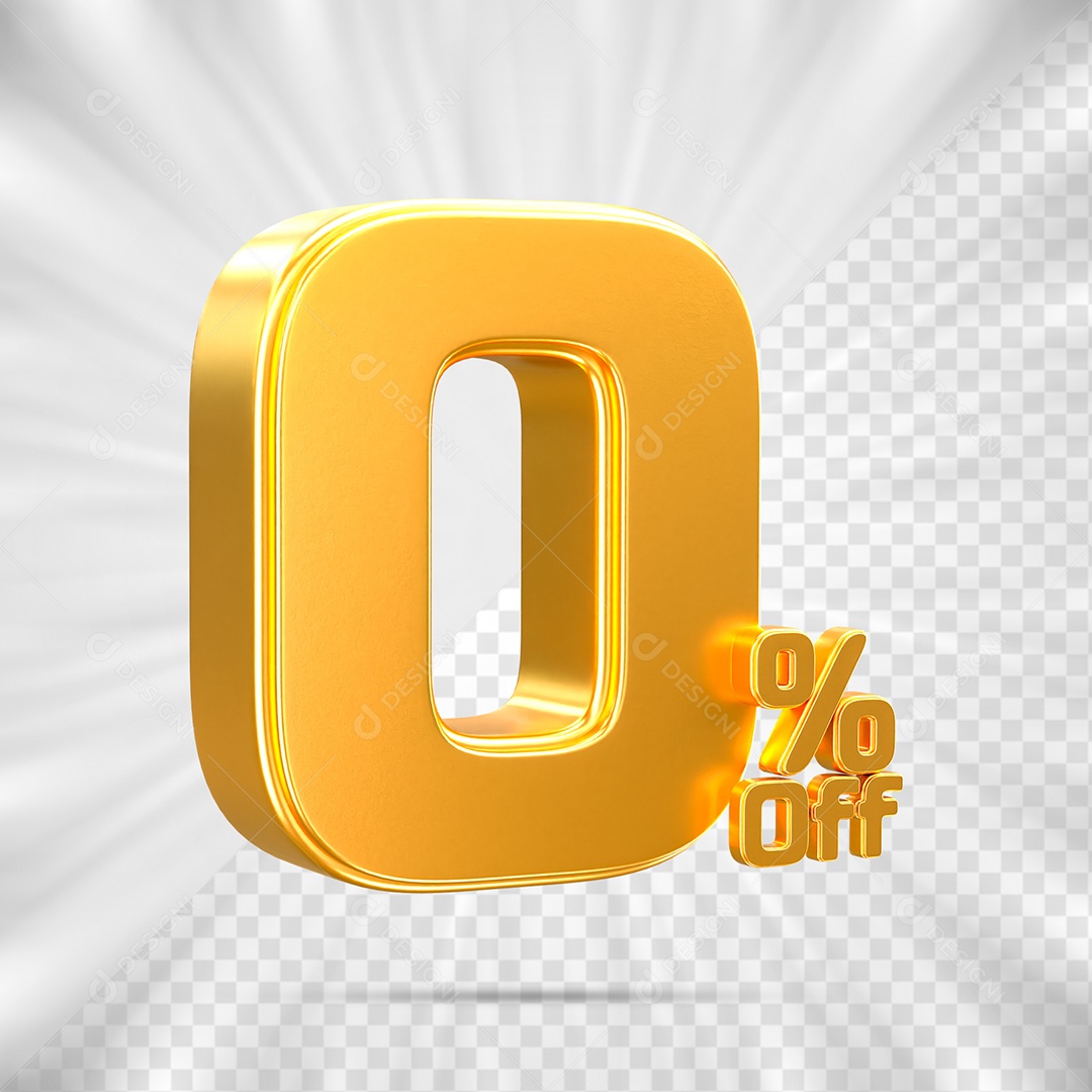 Número de Desconto 0% Off Elemento 3D para Composição PSD