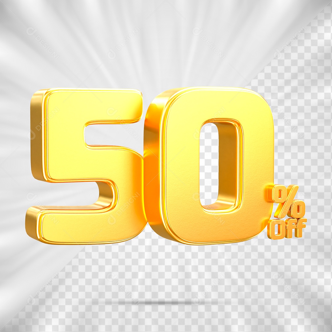 Número de Desconto 50% Off Elemento 3D para Composição PSD