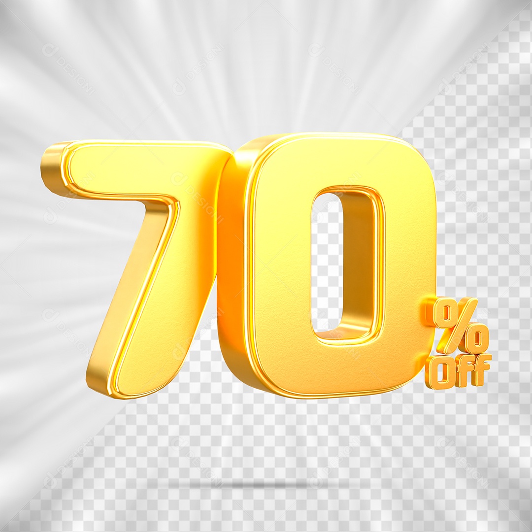 Número de Desconto 70% Off Elemento 3D para Composição PSD
