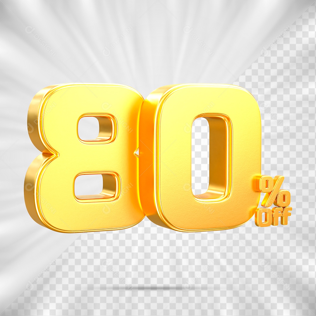 Número de Desconto 80% Off Elemento 3D para Composição PSD