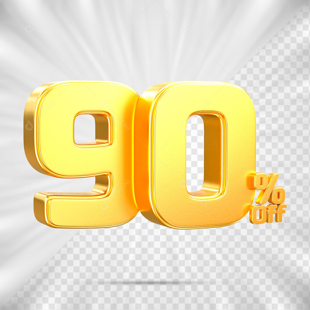 Número de Desconto 90% Off Elemento 3D para Composição PSD