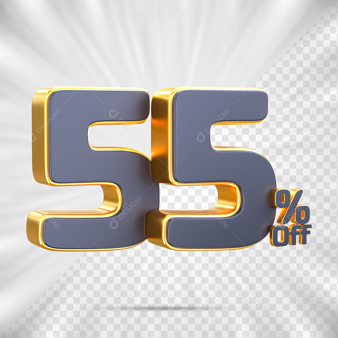 Número de Desconto 55% Off Elemento 3D para Composição PSD