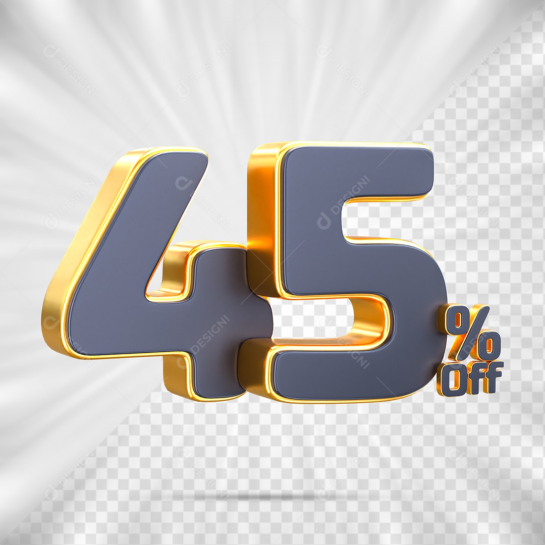 Número de Desconto 45% Off Elemento 3D para Composição PSD