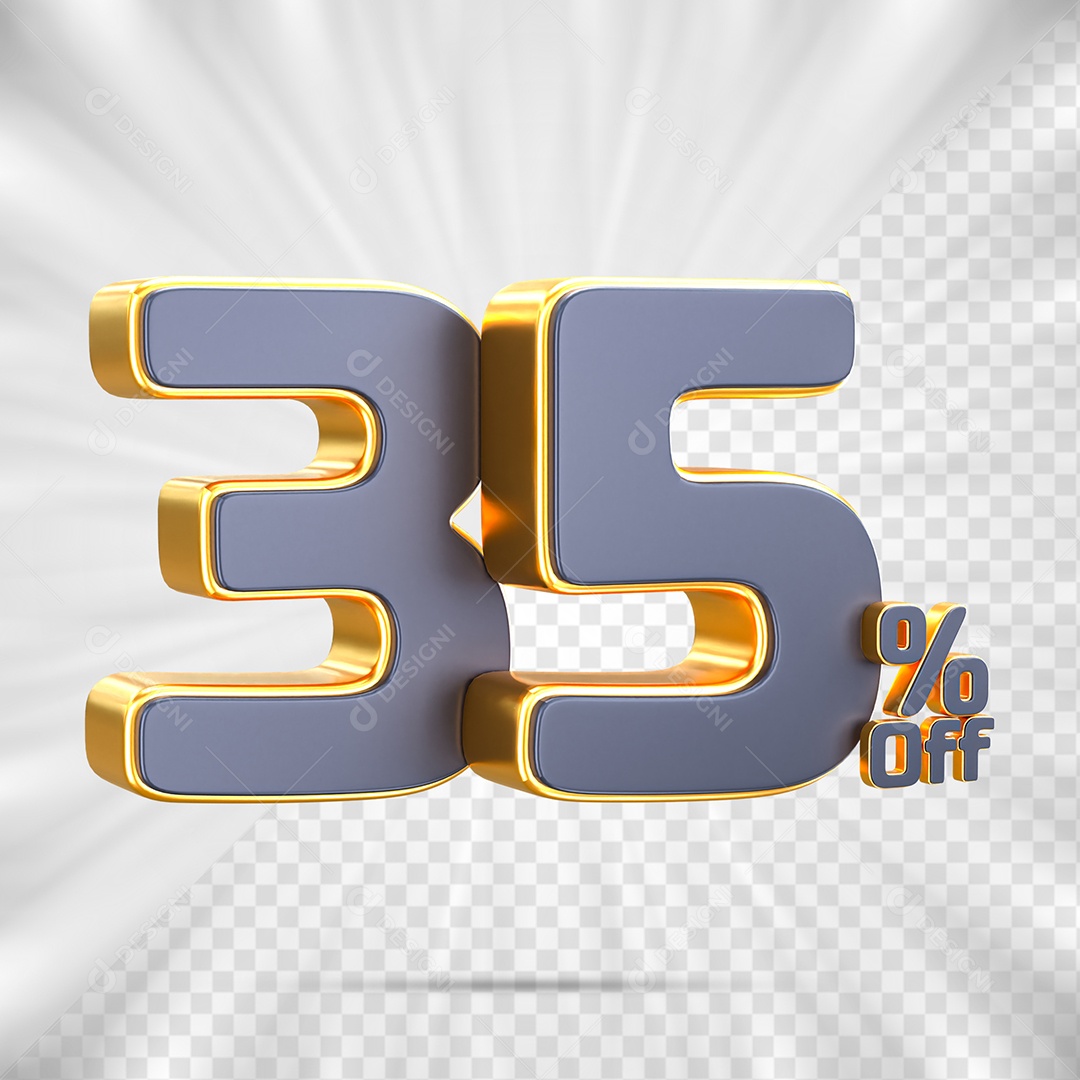 Número de Desconto 35% Off Elemento 3D para Composição PSD