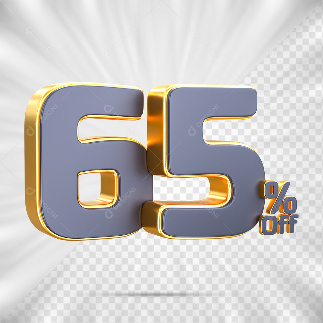 Número de Desconto 65% Off Elemento 3D para Composição PSD