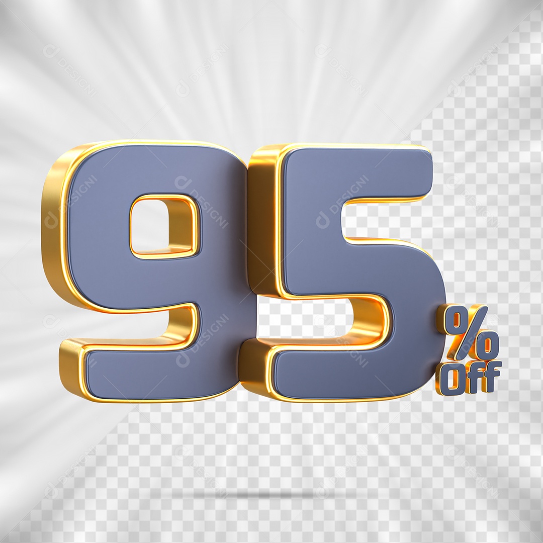 Número de Desconto 95% Off Elemento 3D para Composição PSD