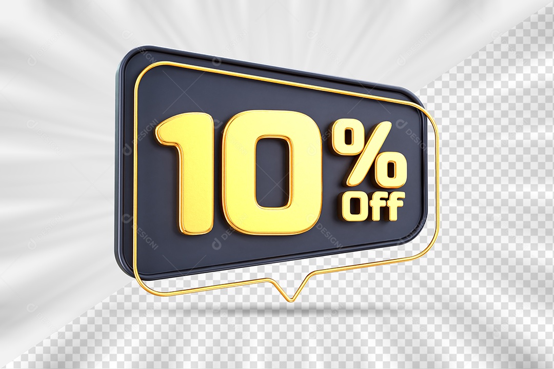 Tag de Desconto 10% Off Elemento 3D para Composição PSD