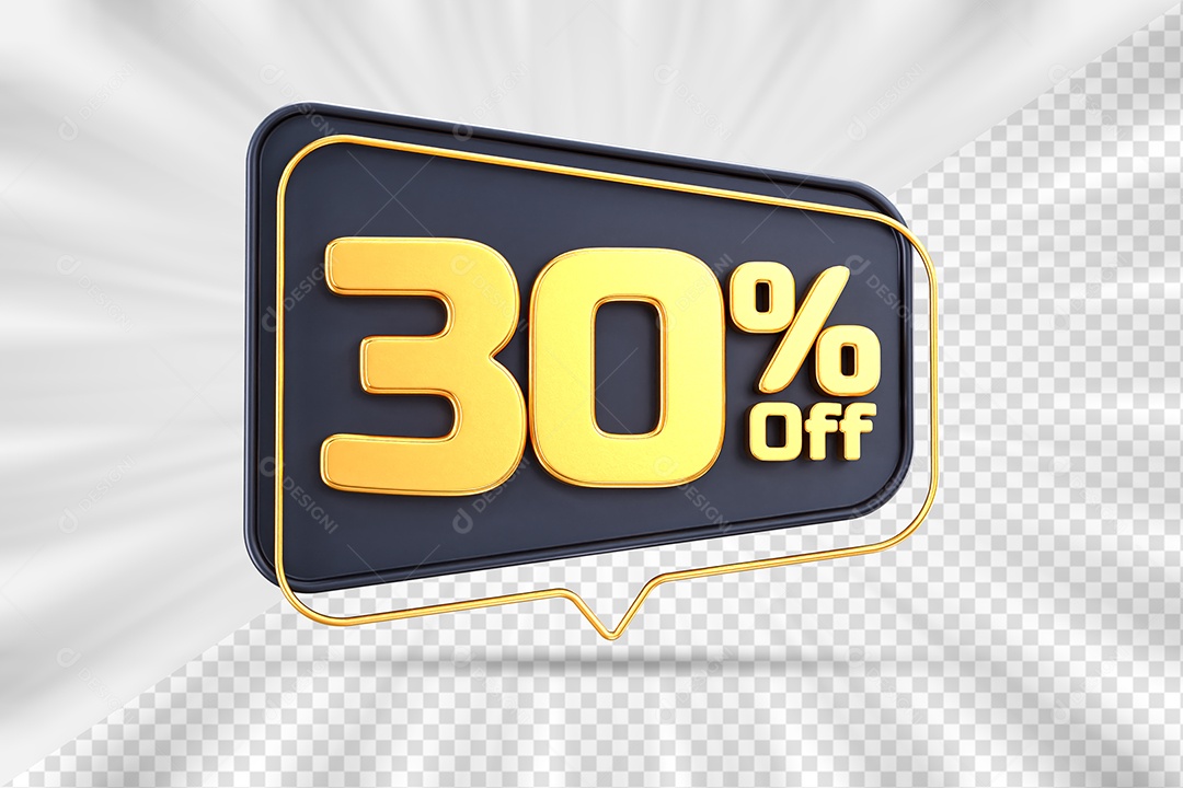 Tag de Desconto 30% Off Elemento 3D para Composição PSD