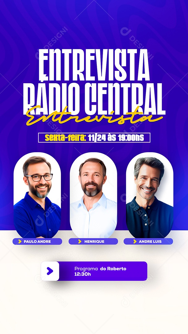 Story Entrevista Radio Central Social Media PSD Editável