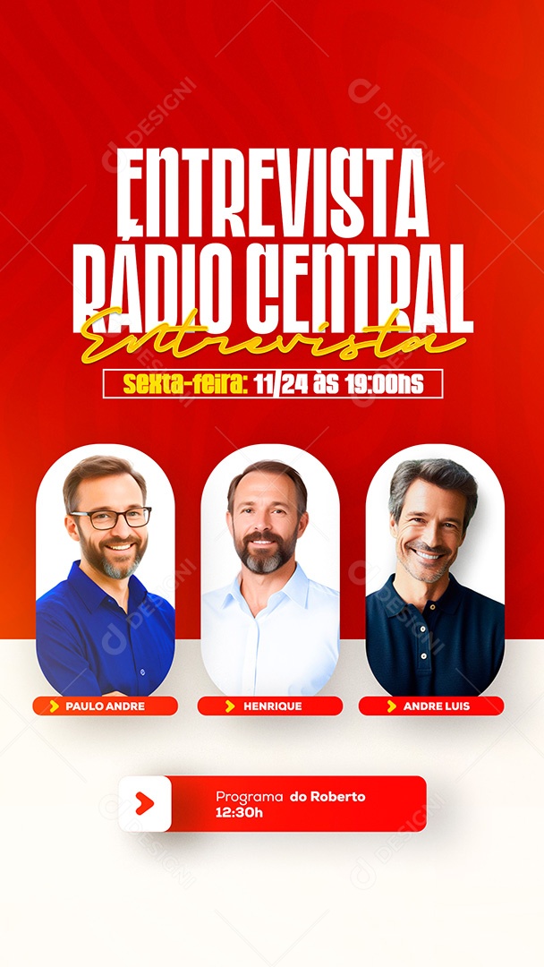 Story Entrevista Radio Central Social Media PSD Editável