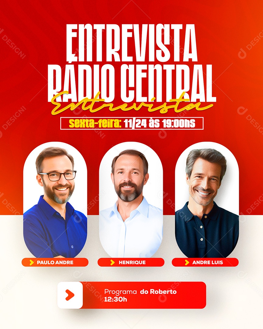 Entrevista Radio Central Social Media PSD Editável