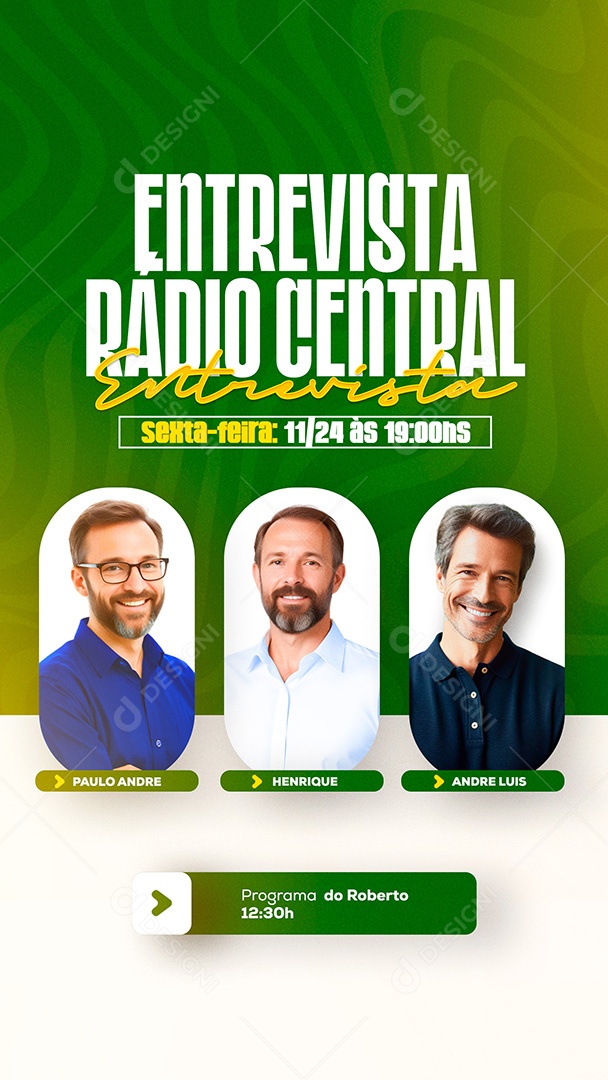 Story Entrevista Radio Central Social Media PSD Editável