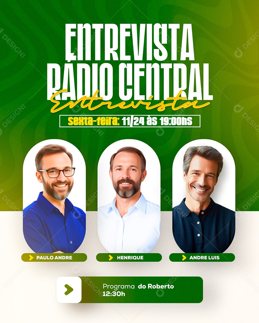Entrevista Radio Central Social Media PSD Editável