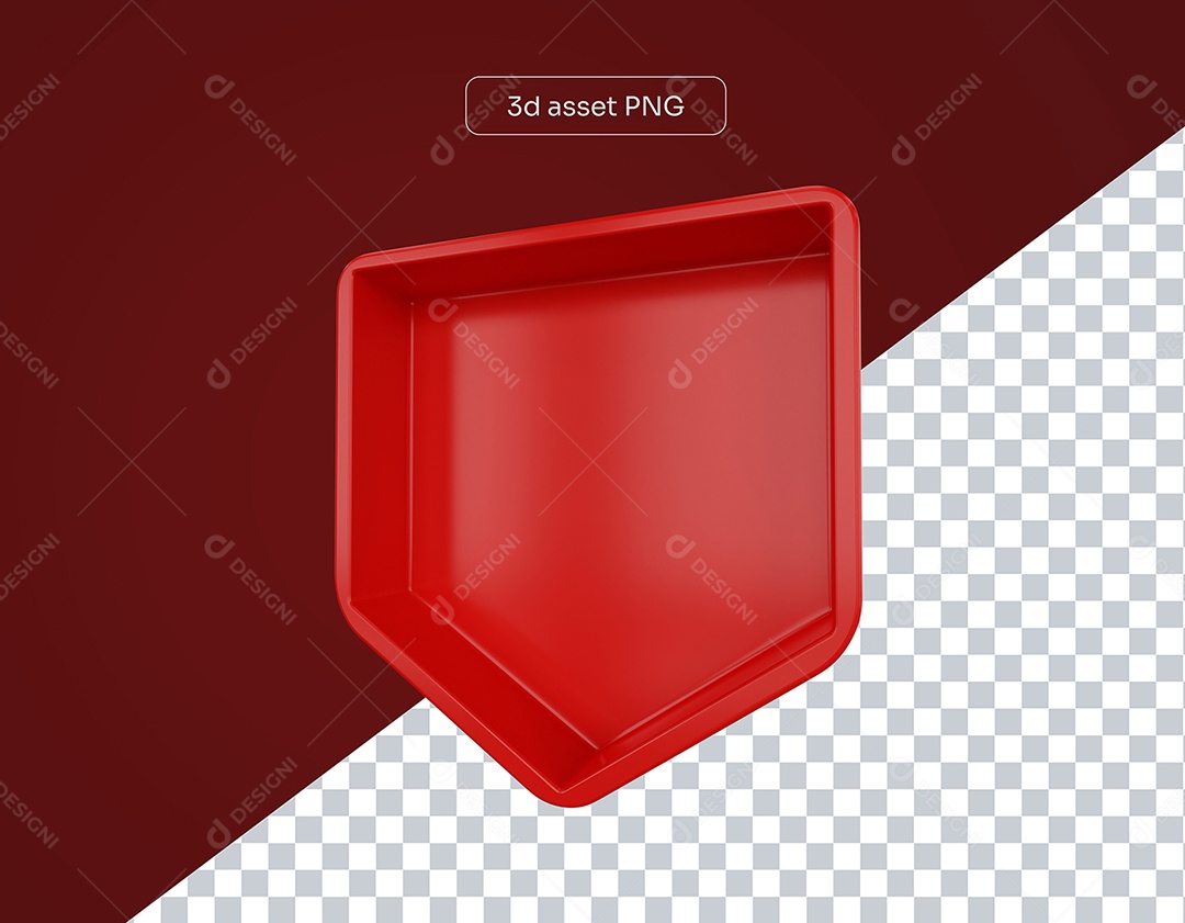 Elemento 3D Placa de Metal Vermelha Para Composição PSD
