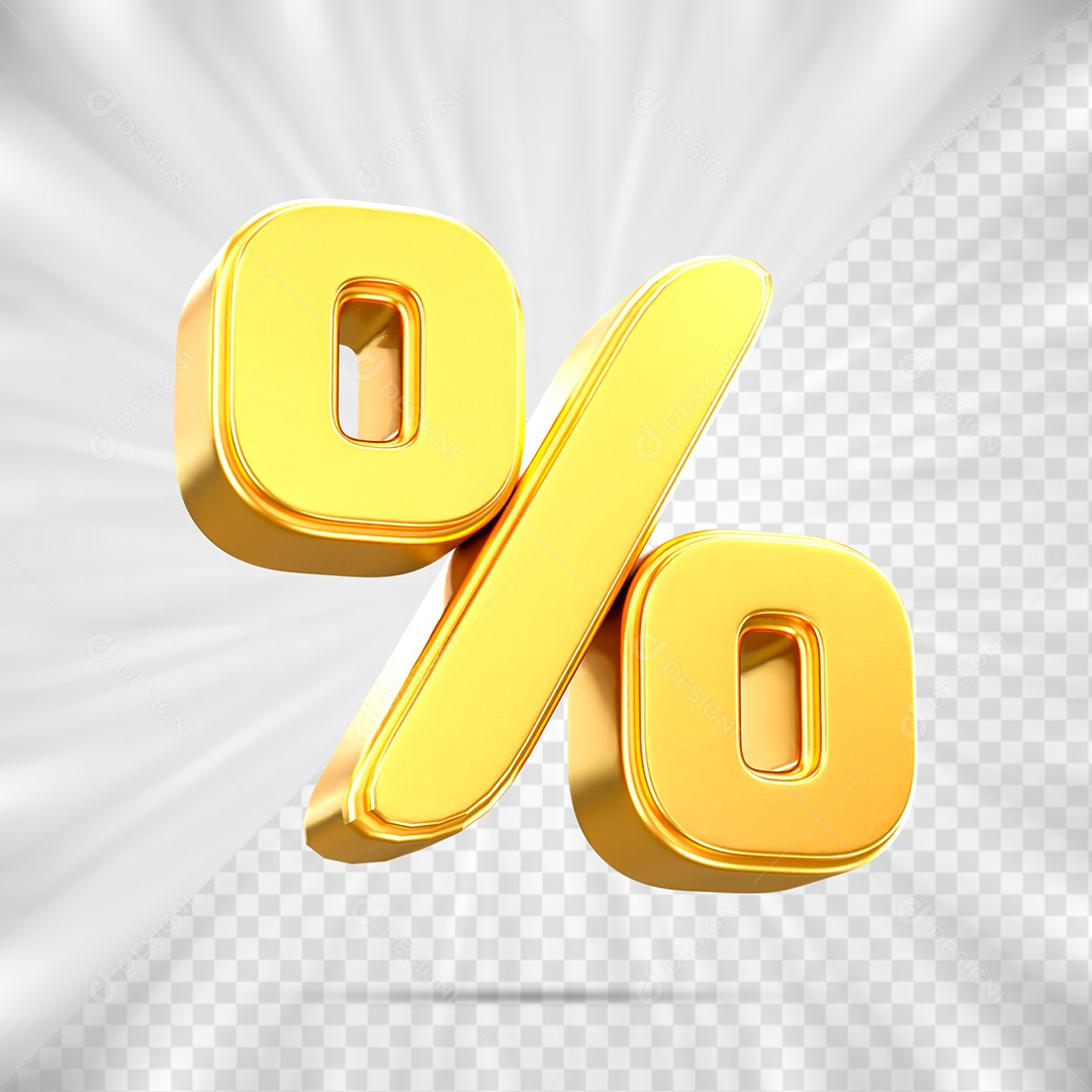 Porcentagem Dourado Elemento 3D para Composição PSD