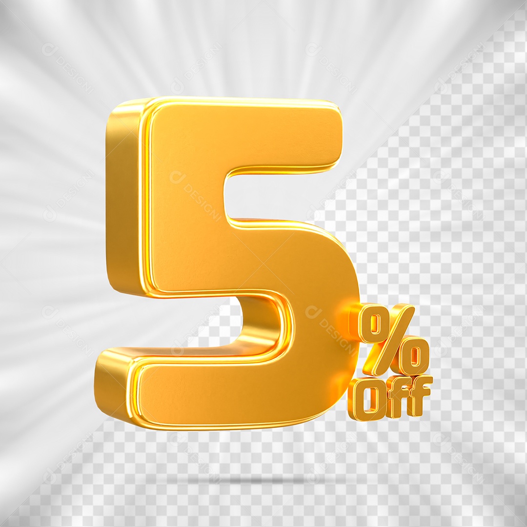 Discount Number 5% Off 3D Element for PSD Composition