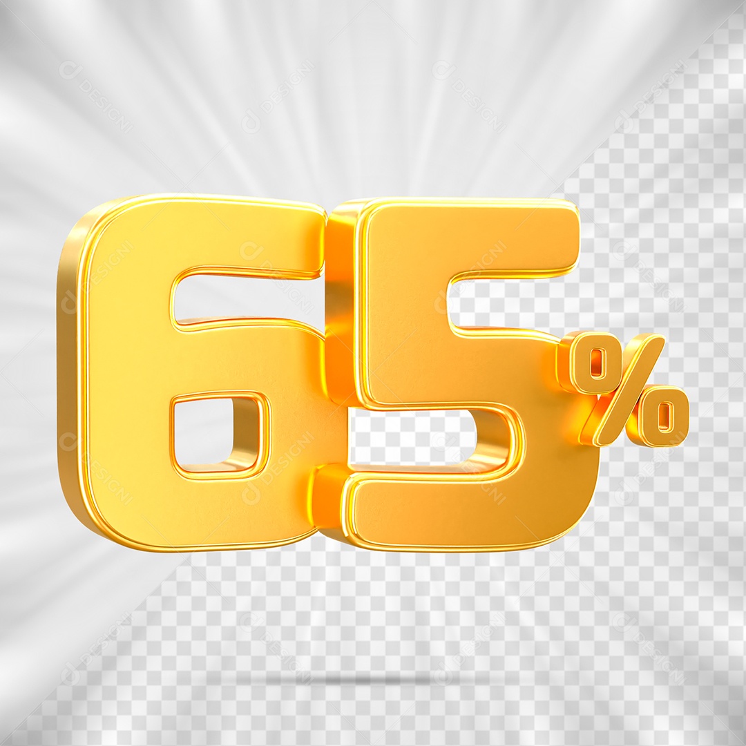Número de Desconto 65% Off Elemento 3D para Composição PSD
