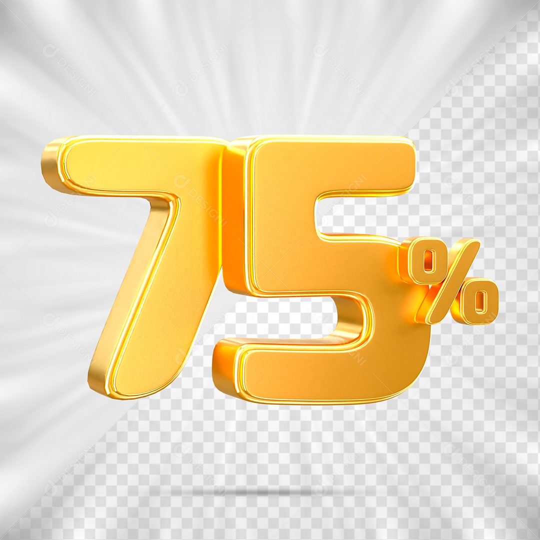 Número de Desconto 75% Off Elemento 3D para Composição PSD