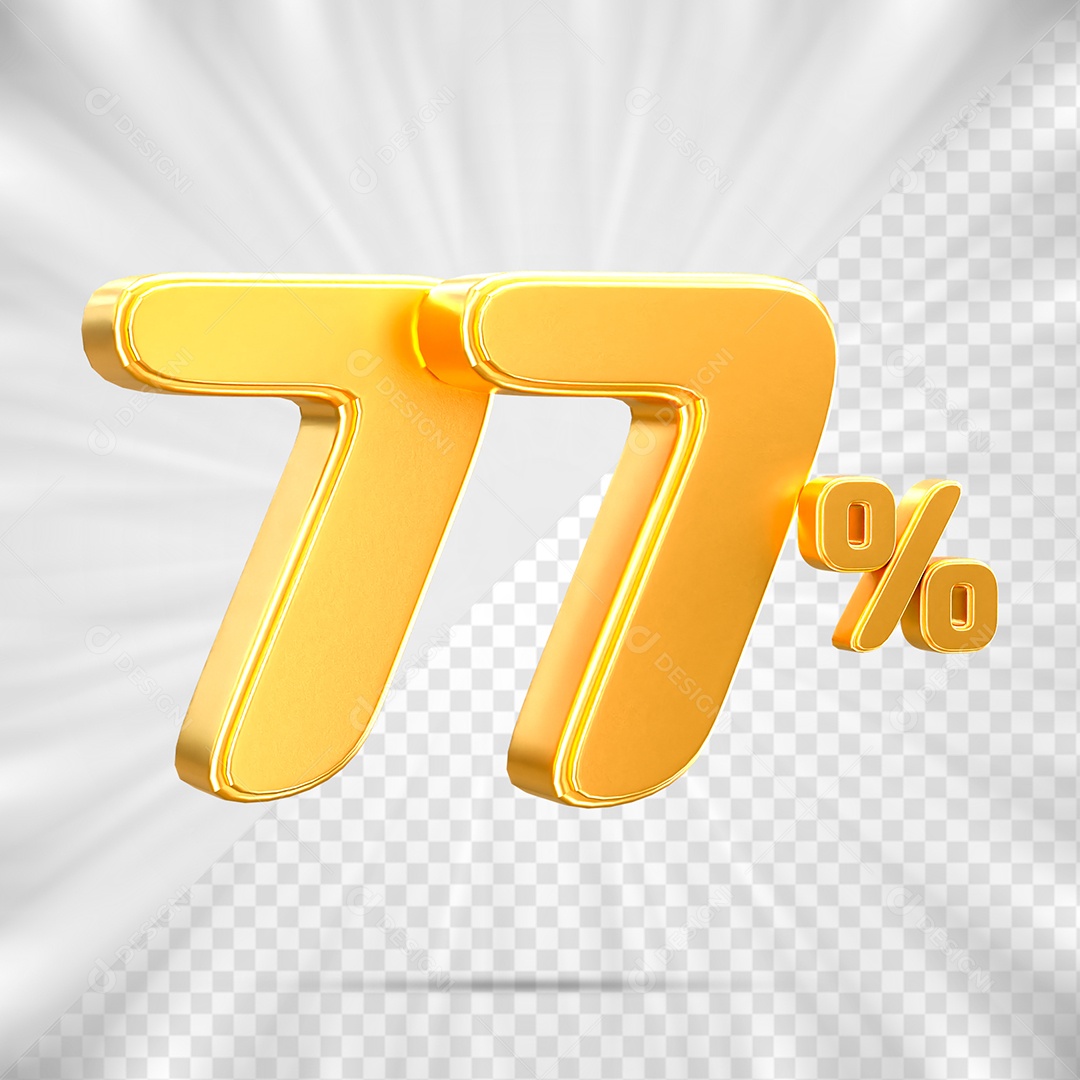 Número de Desconto 77% Off Elemento 3D para Composição PSD