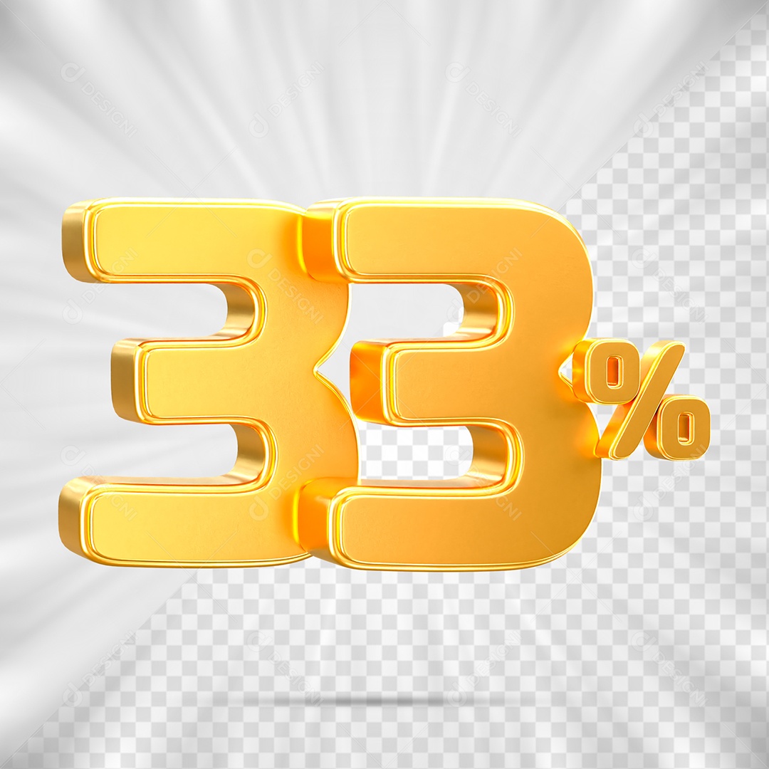 Número de Desconto 33% Off Elemento 3D para Composição PSD