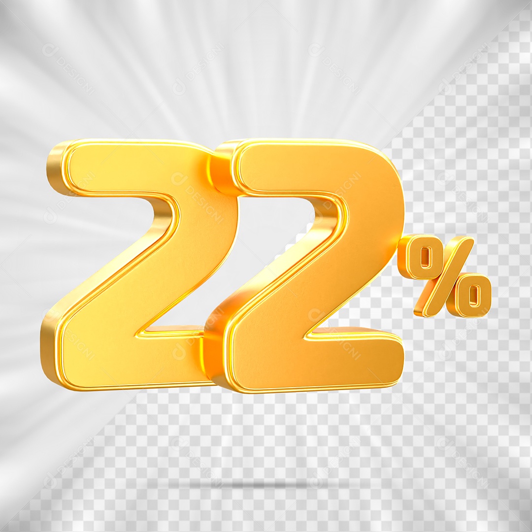 Número de Desconto 22% Off Elemento 3D para Composição PSD