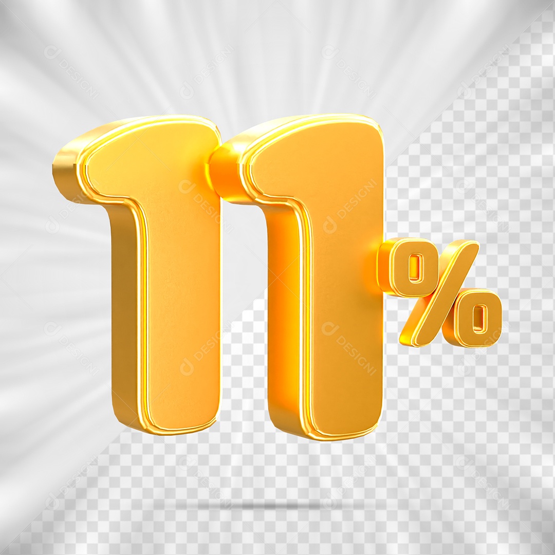 Número de Desconto 11% Off Elemento 3D para Composição PSD