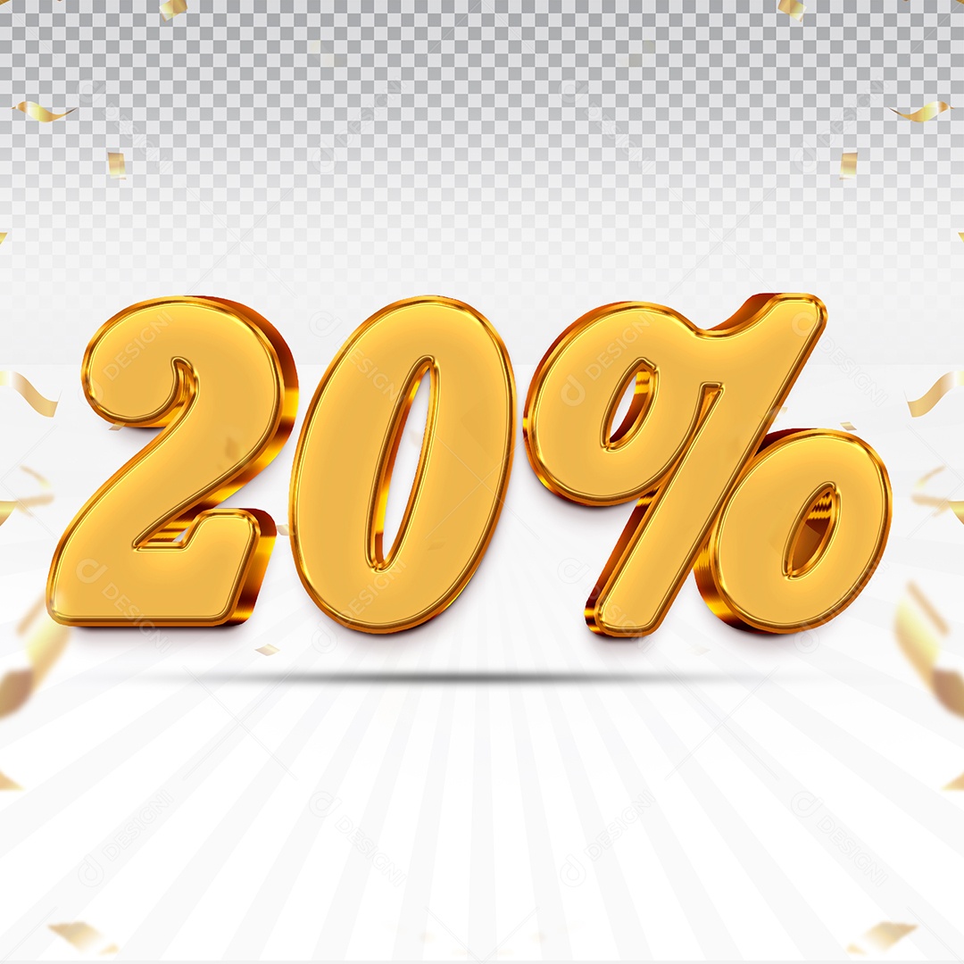 Elemento 3D Número 20% OFF Para Composição PSD