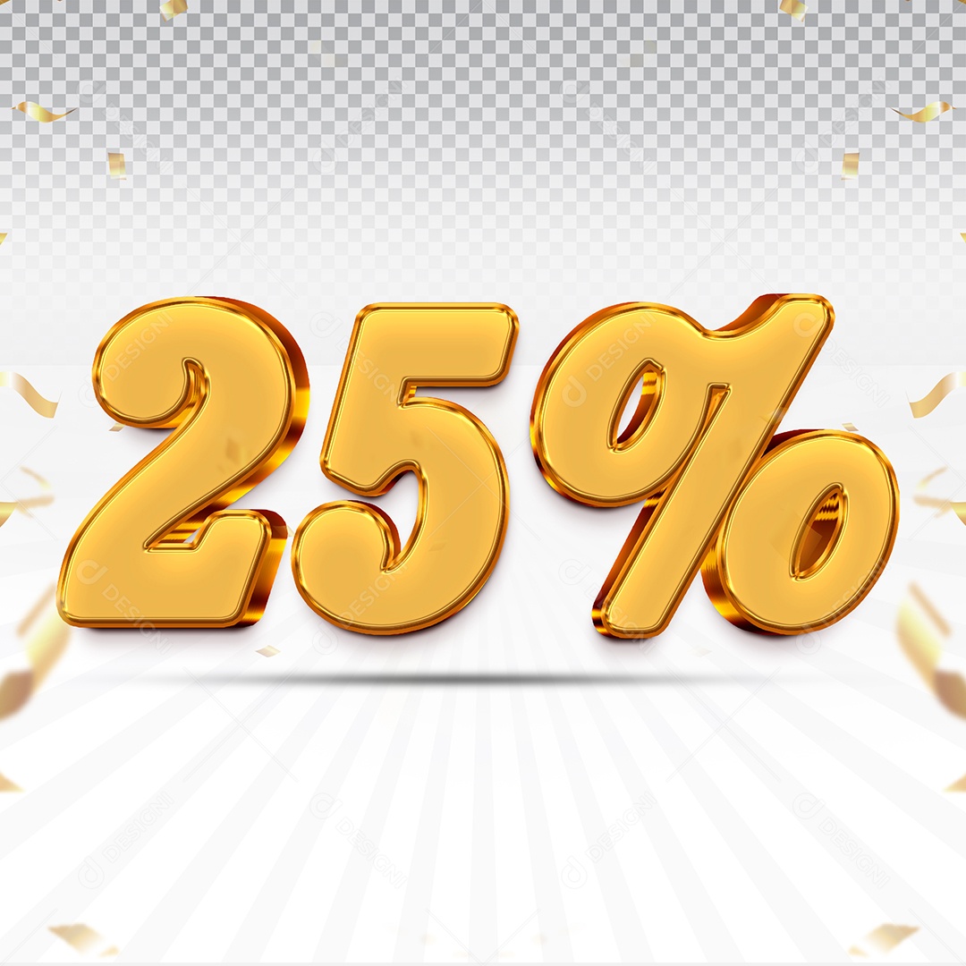 Elemento 3D Número 25% OFF Para Composição PSD