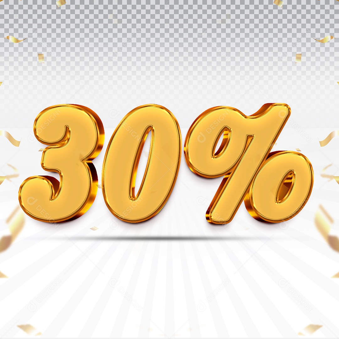 Elemento 3D Número 30% OFF Para Composição PSD