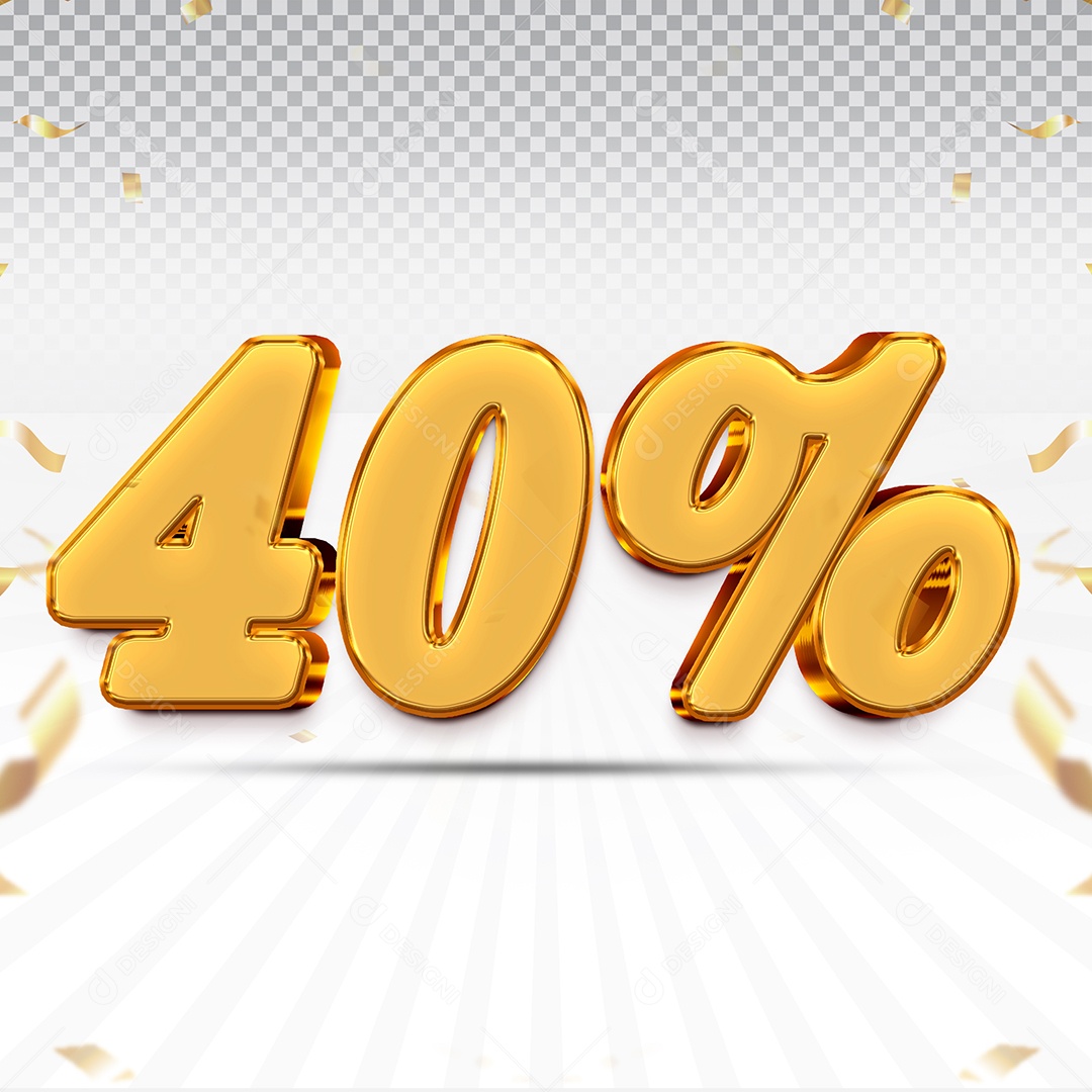 Elemento 3D Número 40% OFF Para Composição PSD