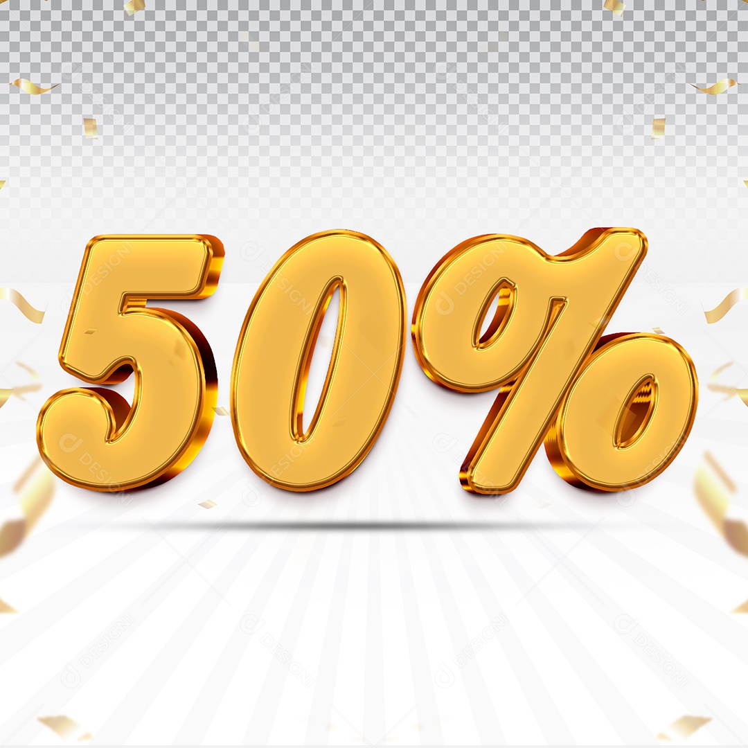 Elemento 3D Número 50% OFF Para Composição PSD