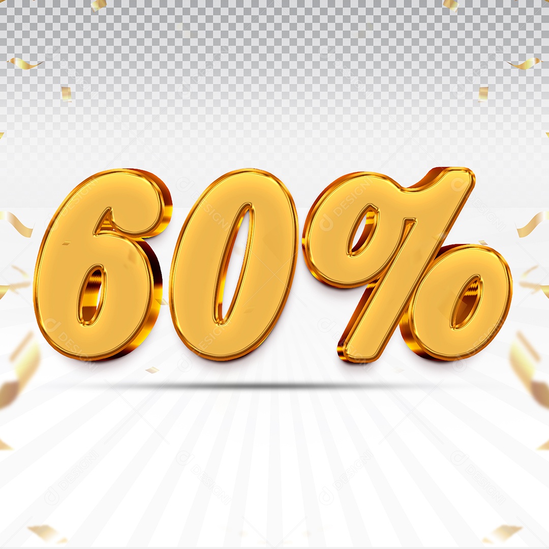Elemento 3D Número 60% OFF Para Composição PSD