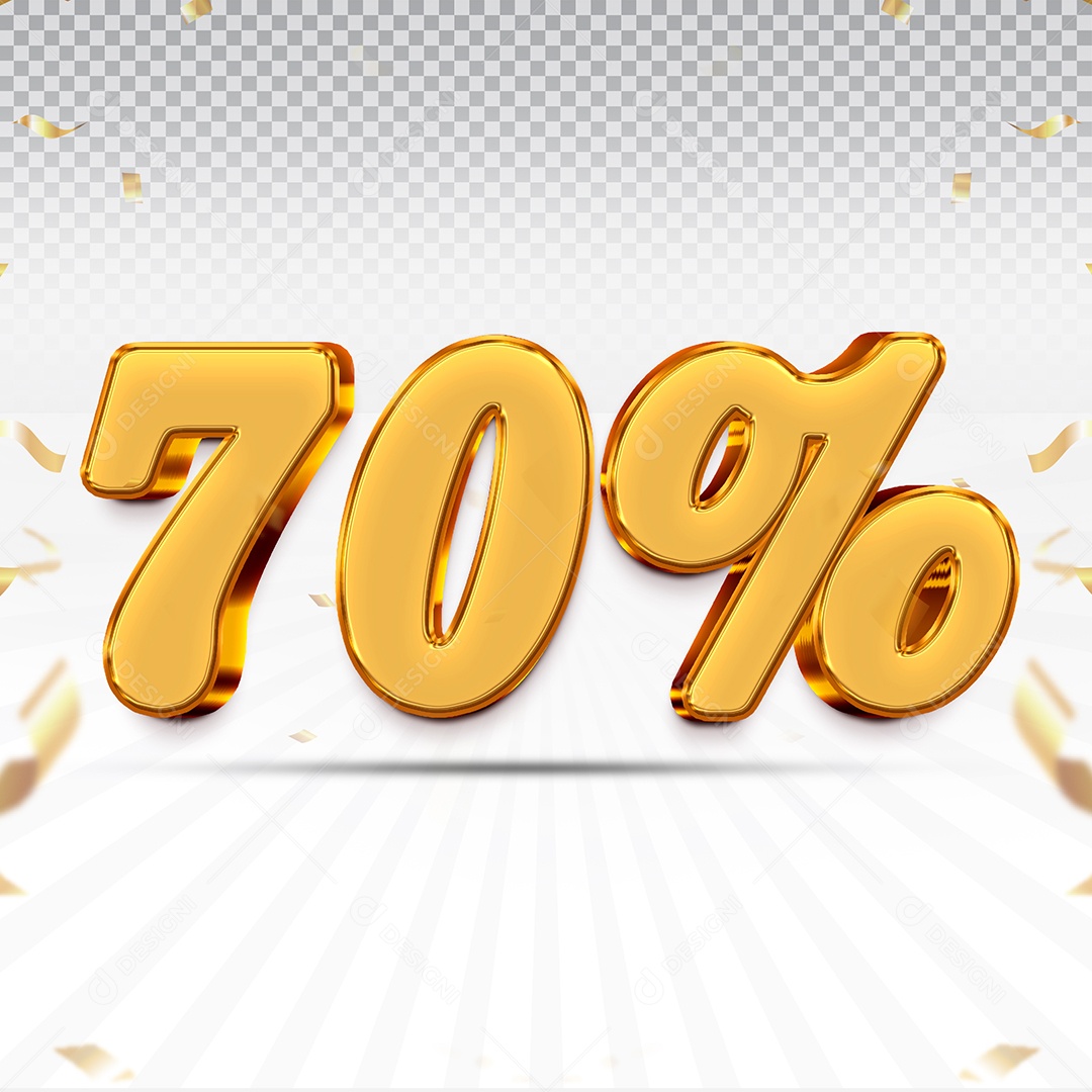 Elemento 3D Número 70% OFF Para Composição PSD