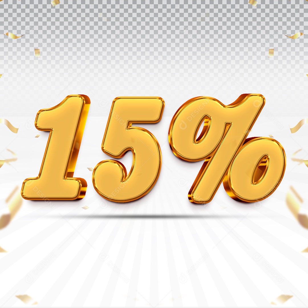 Elemento 3D Número 15% OFF Para Composição PSD