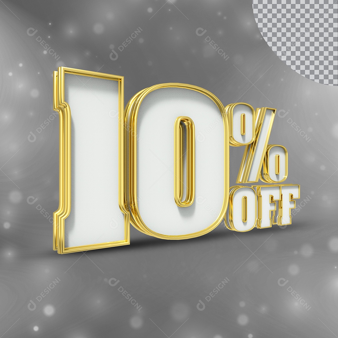 Elemento 3D Número 10% OFF Para Composição PSD