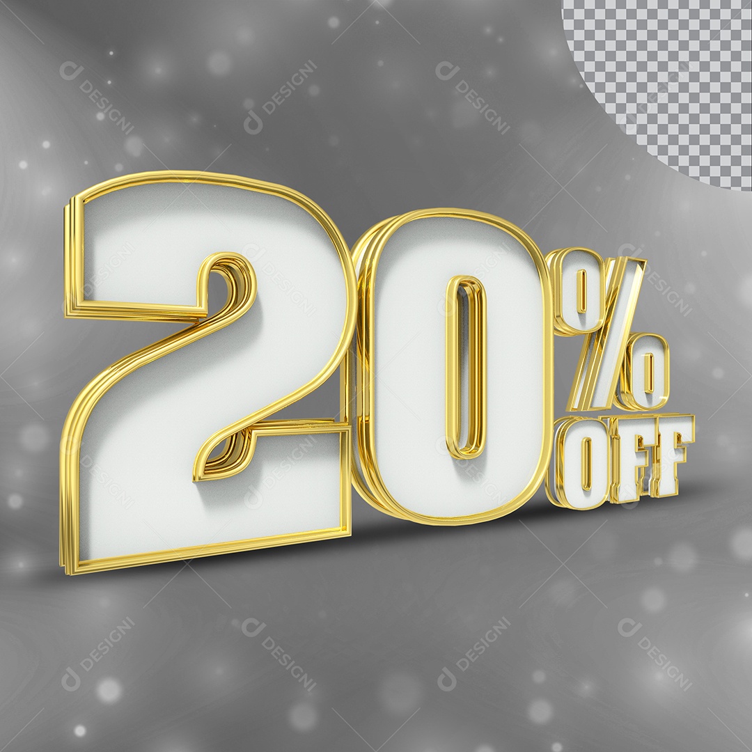 Elemento 3D Número 20% OFF Para Composição PSD