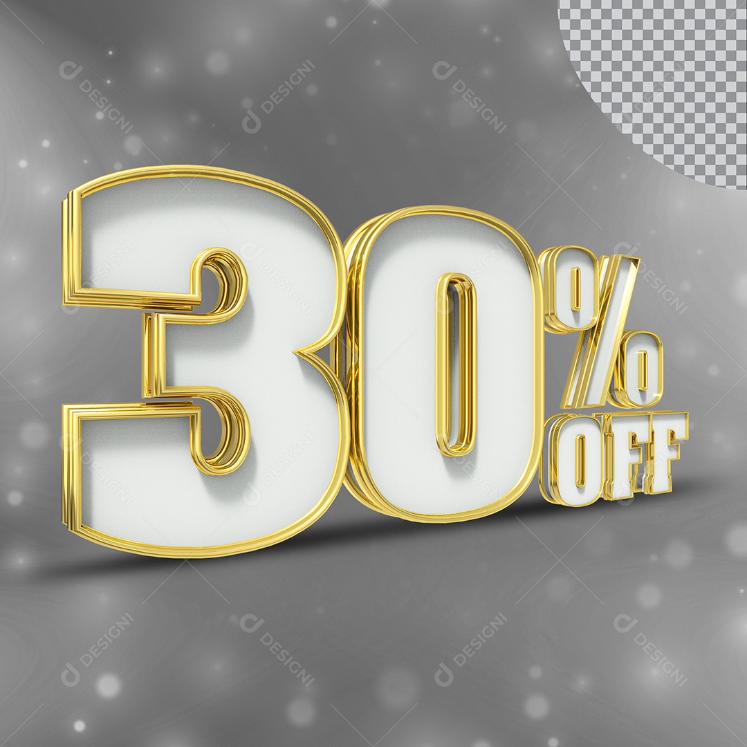 Elemento 3D Número 30% OFF Para Composição PSD