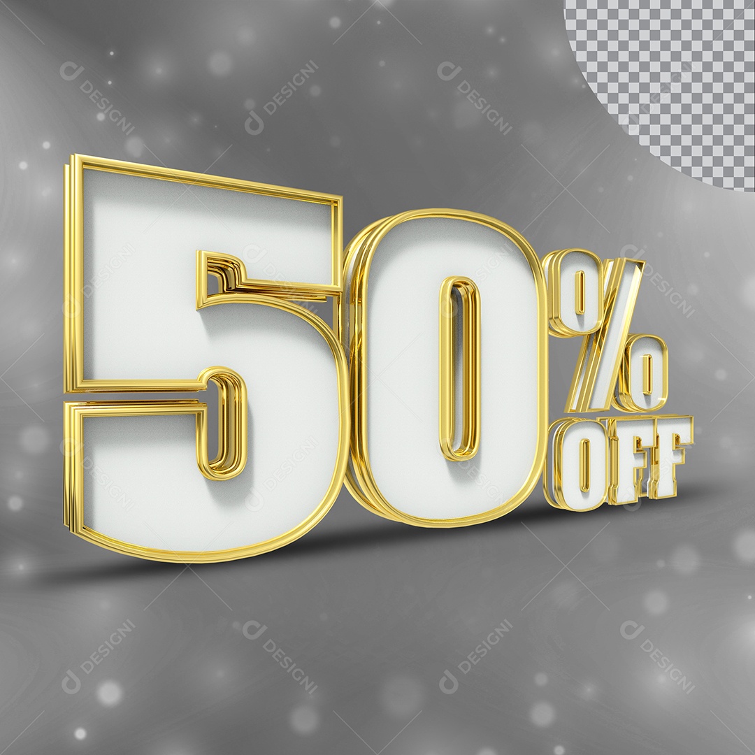Elemento 3D Número 50% OFF Para Composição PSD