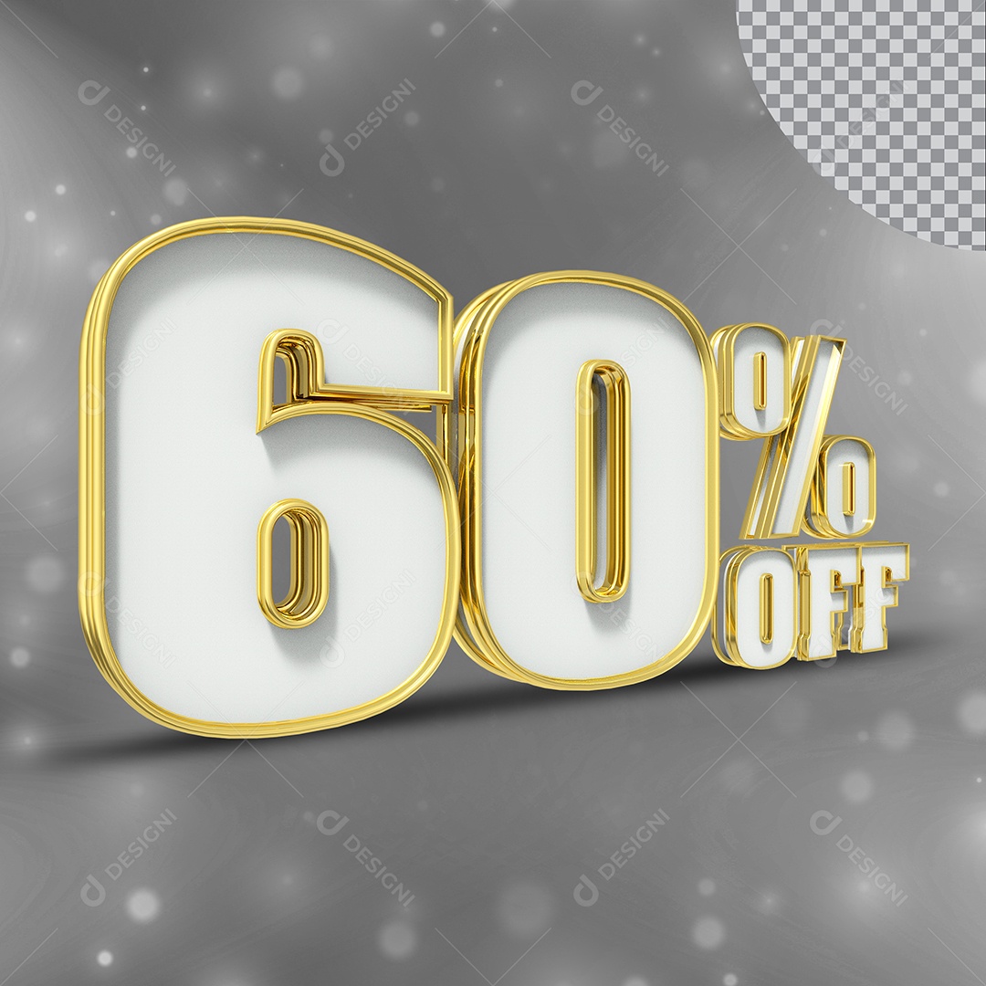 Elemento 3D Número 60% OFF Para Composição PSD