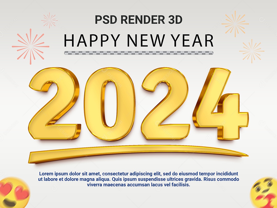 Elemento 3D Número 2024 Ano Novo Para Composição PSD