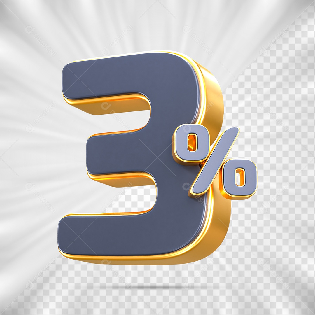 Número de Porcentagem 3% Elemento 3D para Composição PSD