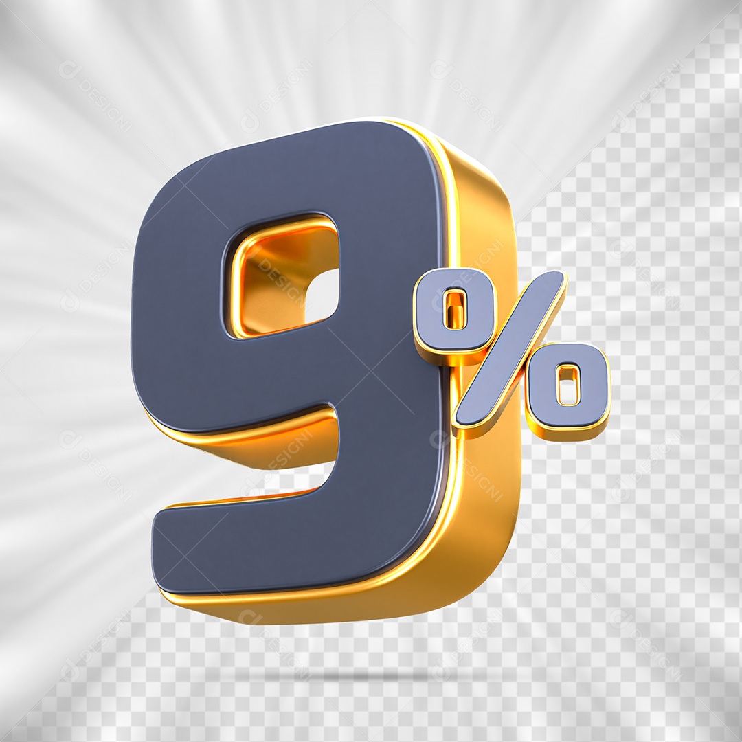 Número de Porcentagem 9% Elemento 3D para Composição PSD