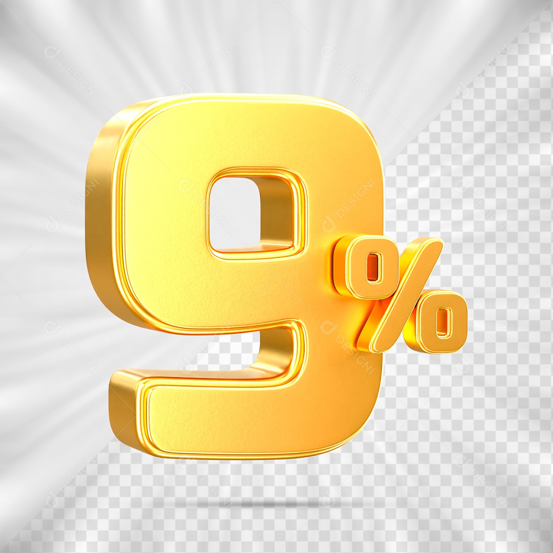 Número de Porcentagem 9% Elemento 3D para Composição PSD