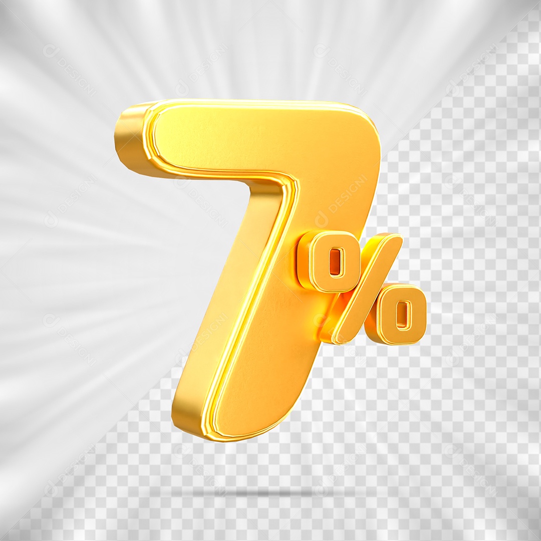 Number of Percentage 7% 3D Element for PSD Composition