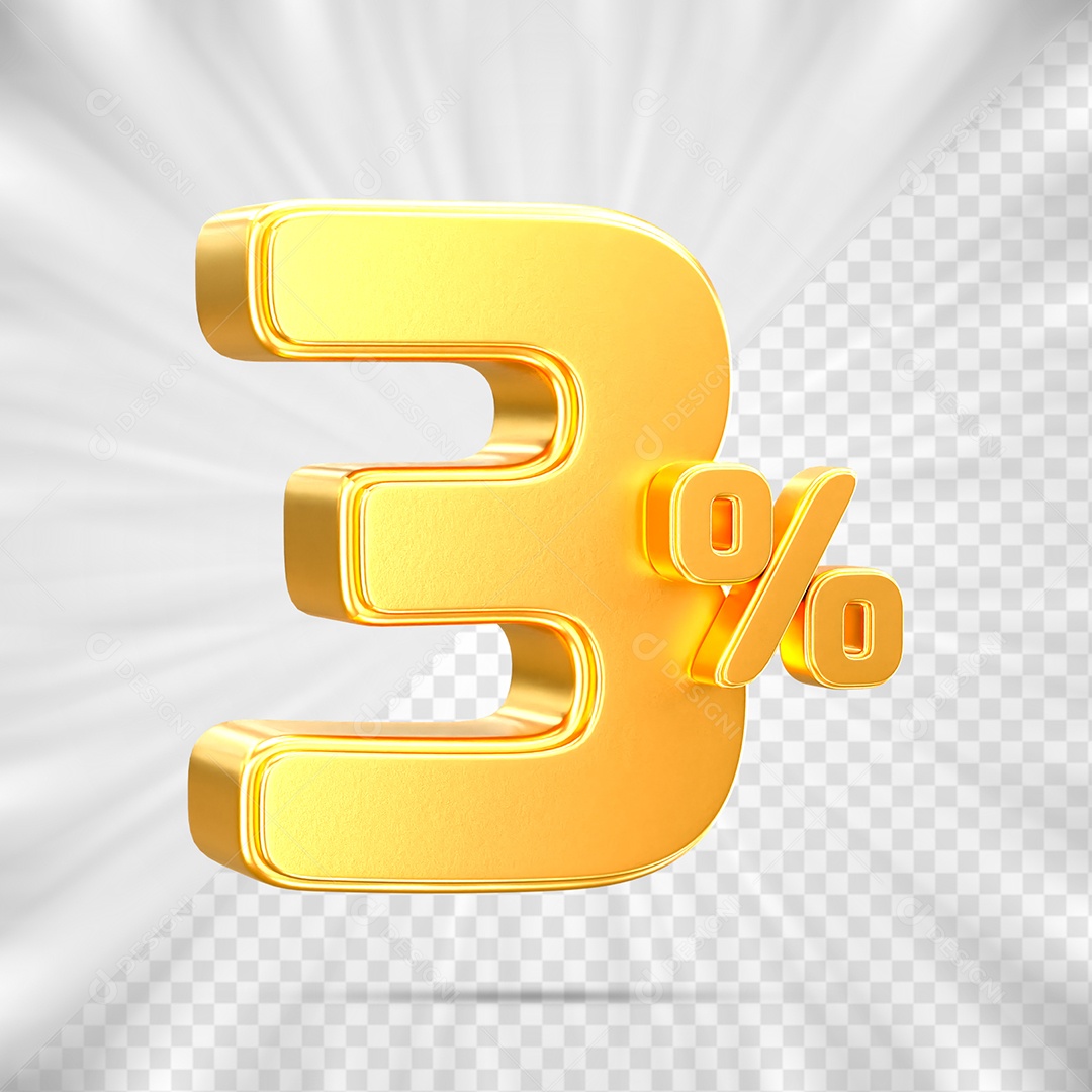 Número de Porcentagem 3% Elemento 3D para Composição PSD